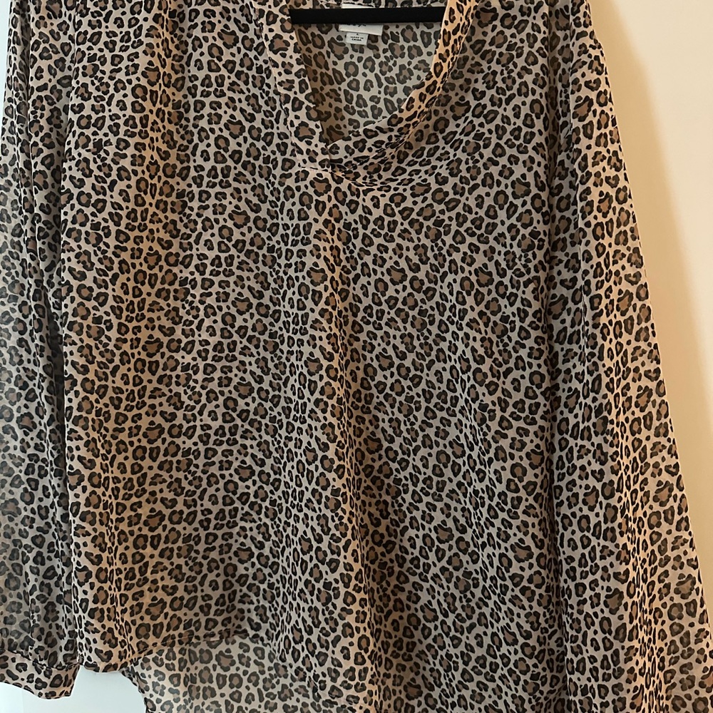 a new day Leopard Print V-Neck Blouse - Tan and Black